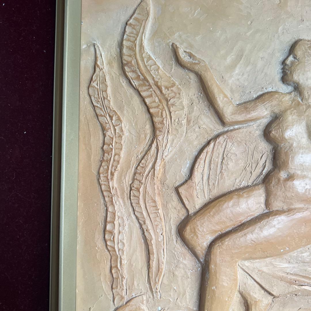 Kei女性像 レリーフアート ゴールドフレーム 陶芸 竹下慶一