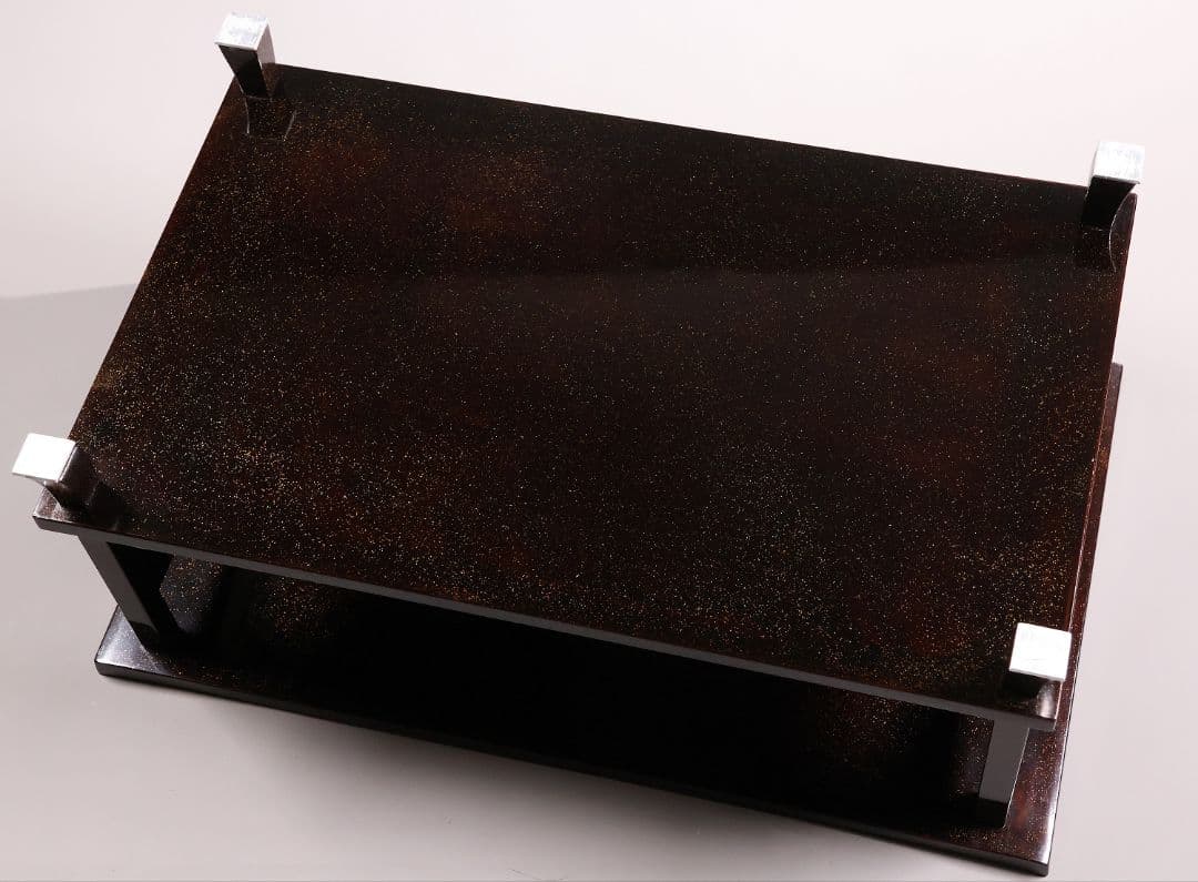 【MA771】蒔絵師 久世宗春 研出山水蒔絵 上手 冠卓 二段卓 共箱 木製