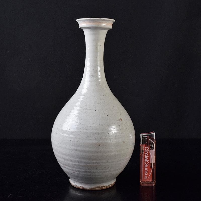 朝鮮美術　李朝　高麗白磁　染付　花文　碗口瓶　C　R8418