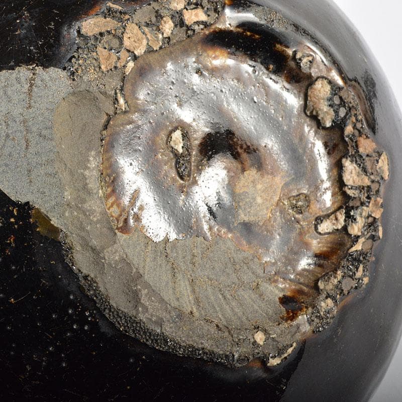 朝鮮　李朝　黒釉壷　鶴首瓶　時代箱付　M　R4425B