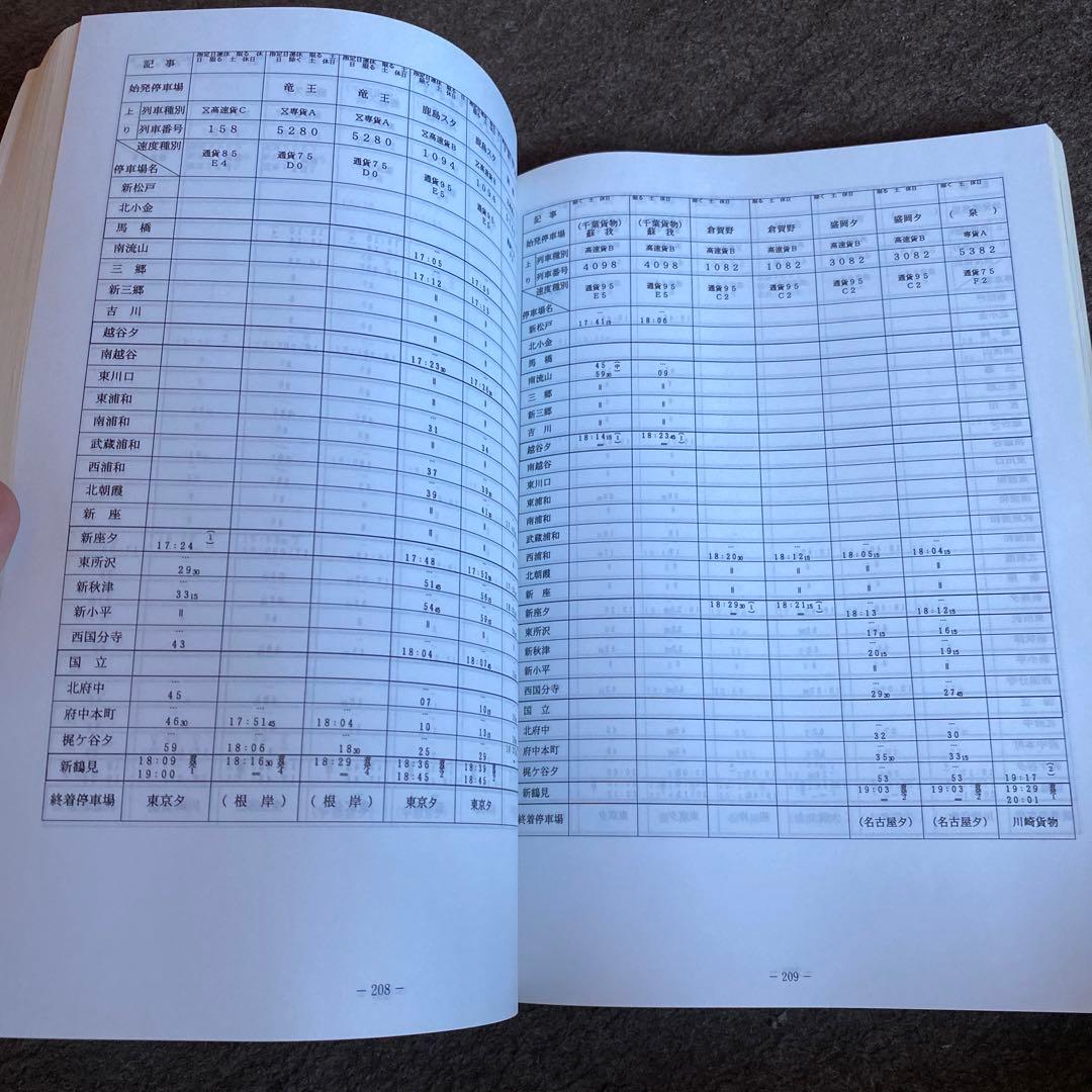 鉄道　貨物列車運転時刻表