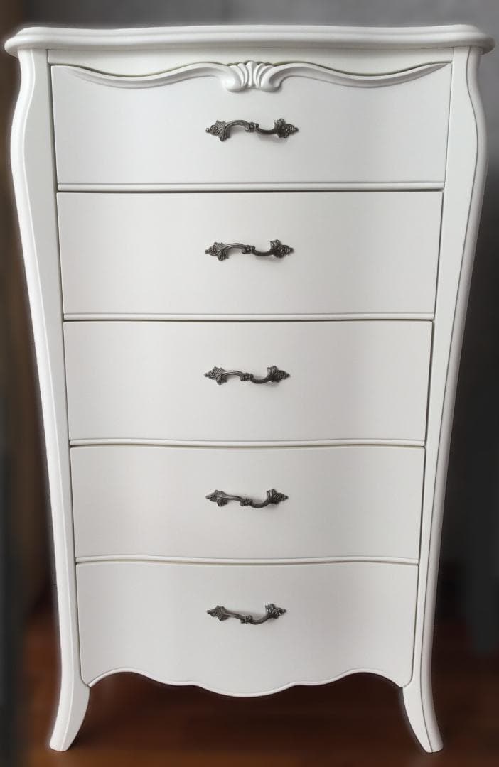 【本日までの出品】ホワイトチェスト５段／東海家具