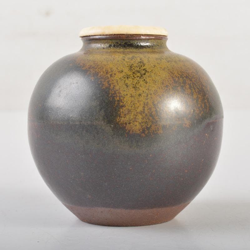 茶道具　丹波焼　市野信水作　茶入　共箱　V　6507