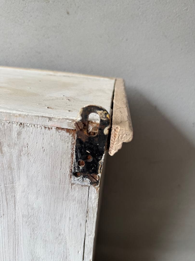 フランス　アンティーク　ガラスキャビネット　吊り棚　シャビー