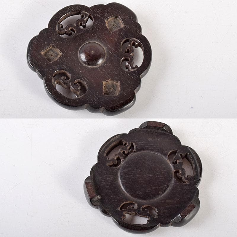 古銅　銀象嵌雲鶴文　三足蓋爐　香炉　唐木台・時代箱付　R　R4959