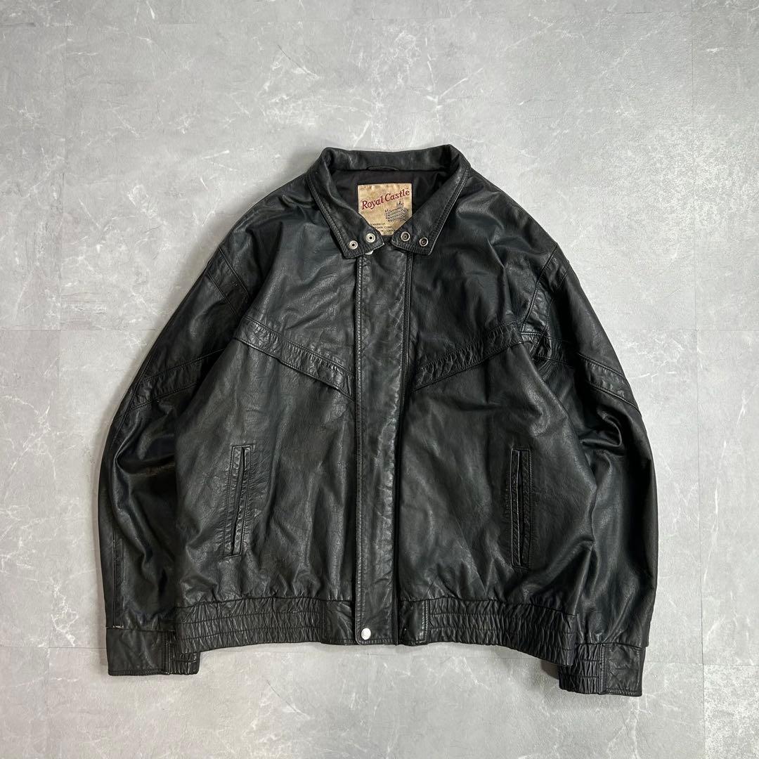 80s OLD レザージャケット ドリズラー スウィングトップ 短丈 古着 黒