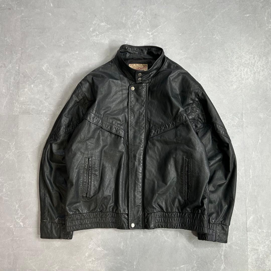 80s OLD レザージャケット ドリズラー スウィングトップ 短丈 古着 黒