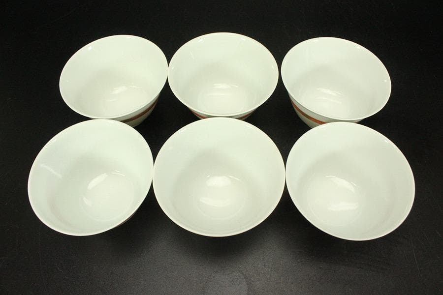 煎茶 赤金彩 蓋碗 和善作 六客 美品(LC807)