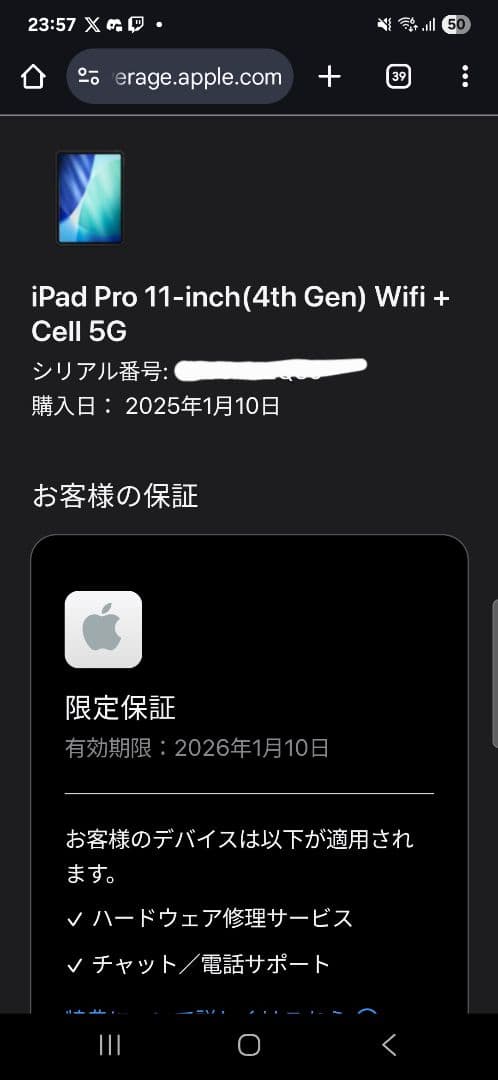 iPadPro11インチ第4世代 Wi-Fi Cellular 256GB