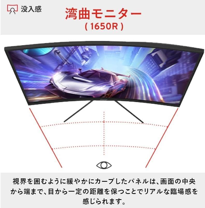 Pixio PXC279 Wave White ゲーミングモニター27インチ湾曲