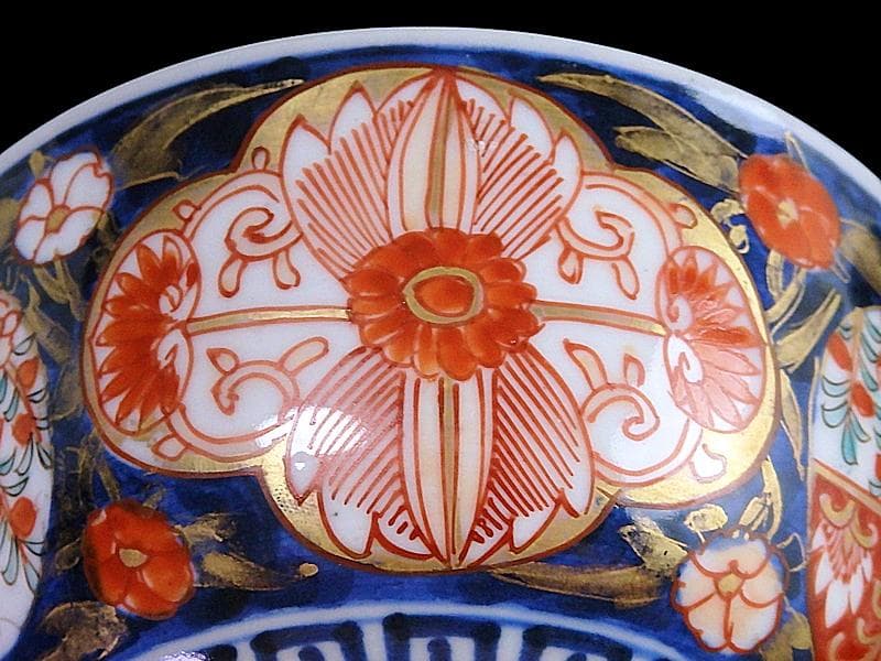 古伊万里　金襴手　枝垂れ桜に花の図　蓋茶碗　２客　C739AS-fbth