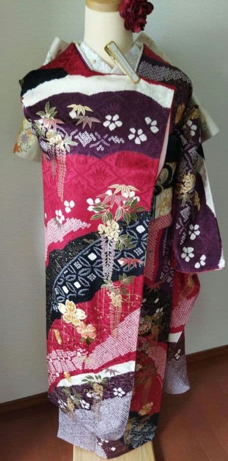 まんまる様　428.絞り刺繍振袖7点セット 正絹フルセット成人式 京都きもの友禅