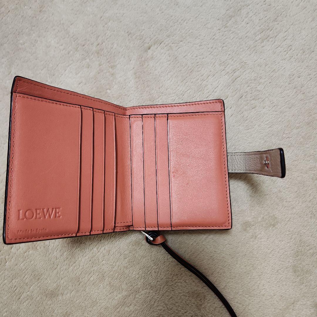 LOEWE アナグラム 二つ折り財布 ベージュ×ピンク コンパクトウォレット