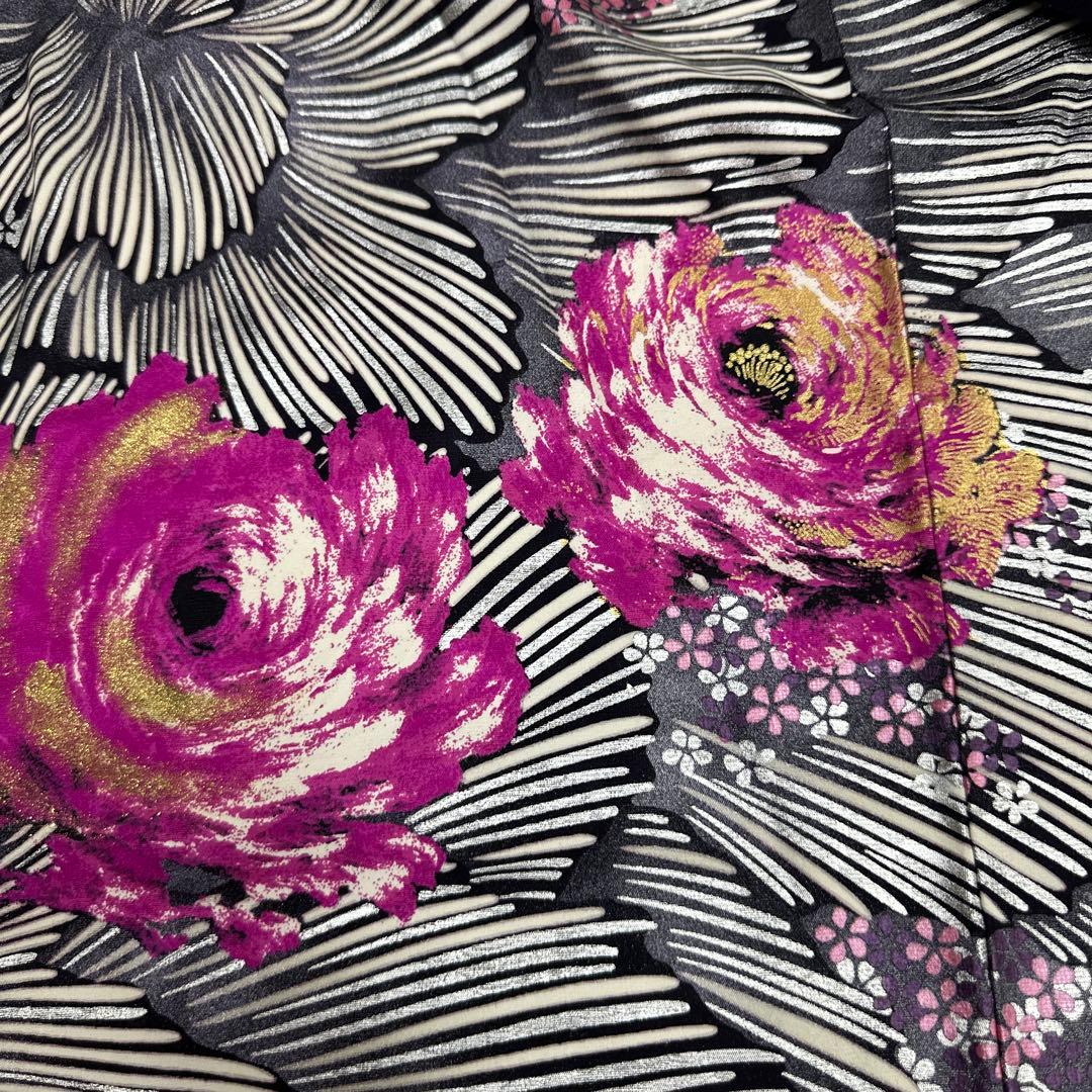 桂由美 ラインストーン キラキラ 薔薇 訪問着 濃紫地