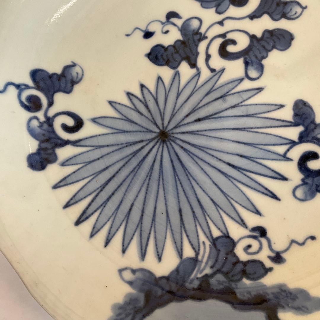 古伊万里　染付草花文尺皿　江戸時代中期〜後期頃　優品