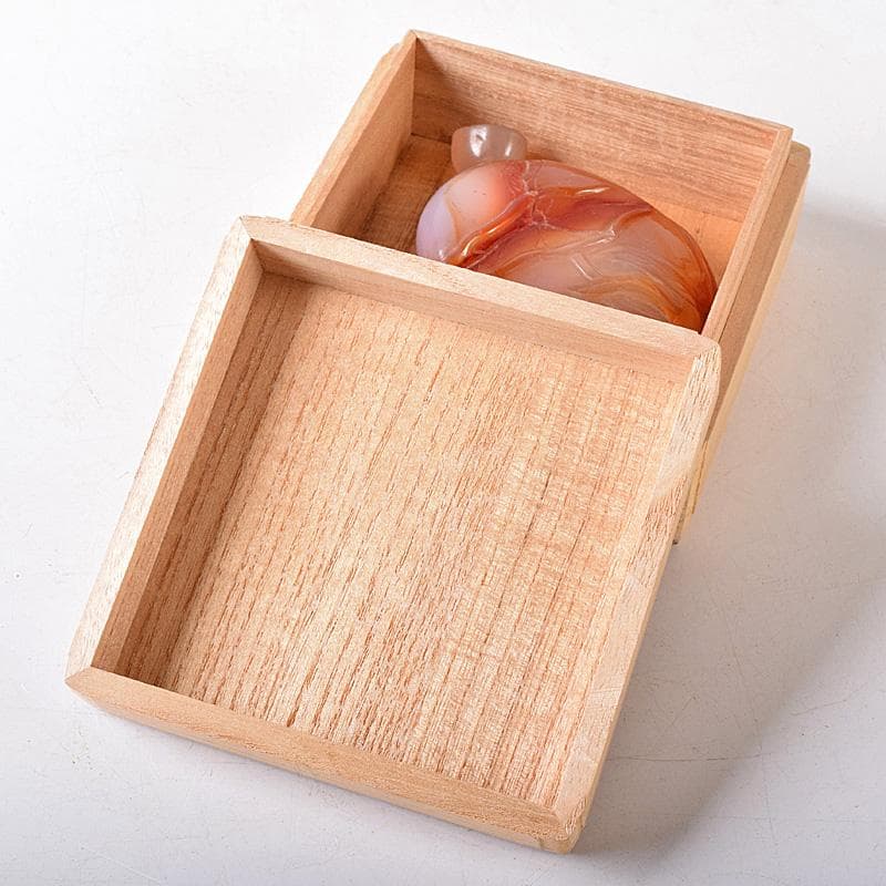 中国　玉石瑪瑙石彫刻　蓮葉金魚刻　鼻煙壷　小壷　時代箱付　M　R8754