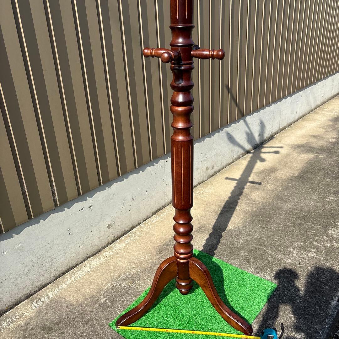 昭和レトロポールハンガー茶色木製コートラック ダークブラウン高さ188cm