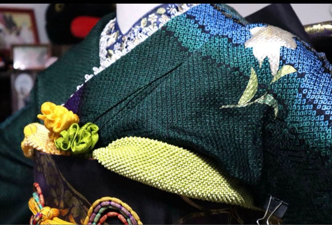 振袖フルセット✨振袖、帯、帯揚げ、帯締め、重ね襟とリボンの７点セット✨