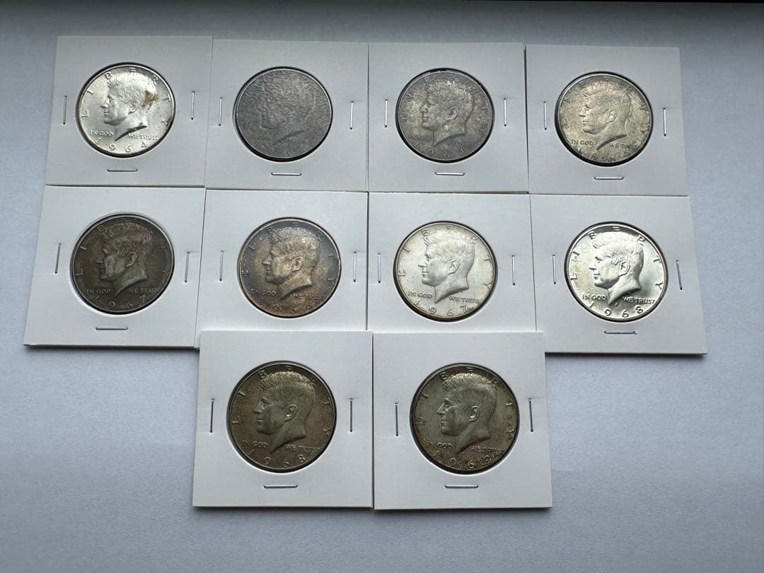 アメリカ銀貨　10枚　1964年 ケネディ銀貨　古銭銀貨　ハーフダラー銀貨 本物