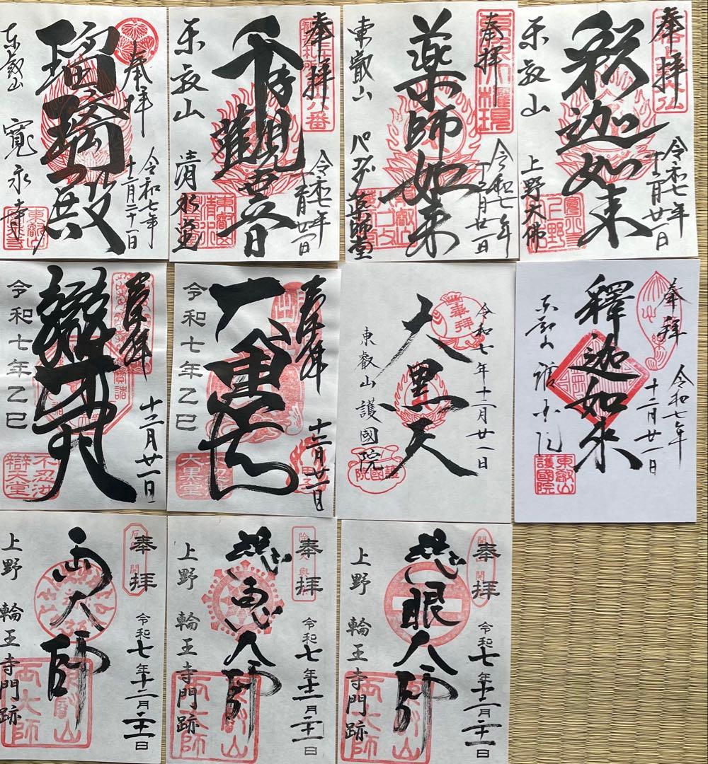 寛永寺　御朱印　11枚セット　上野