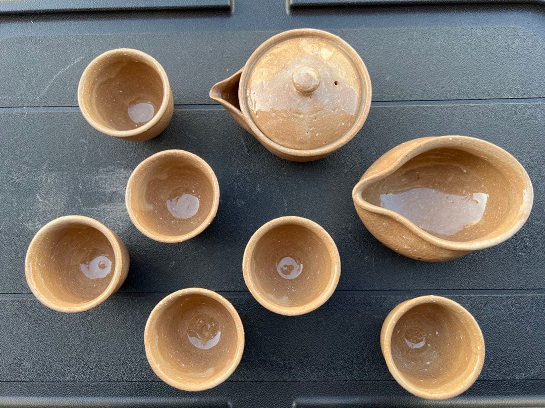 萩焼 煎茶器 急須 湯呑酒器 猪口 徳利 盃 煎茶道具 茶道具 JAPAN