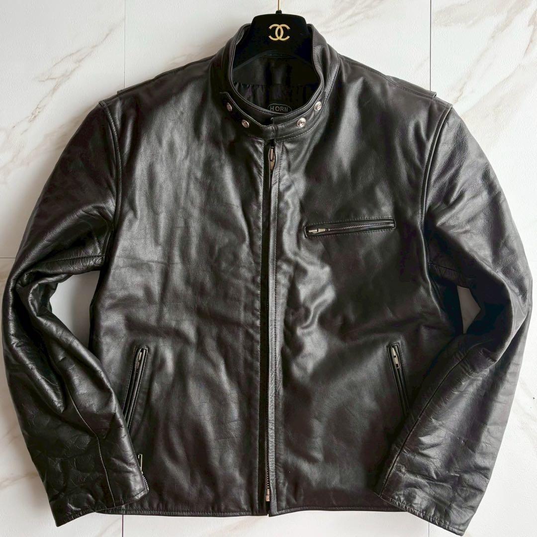 希少4L◆美品 HORN WORKS バッファローレザー シングル ライダース