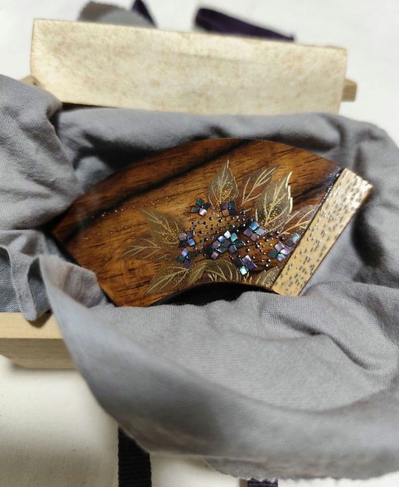 茶道具 黒柿扇面香合