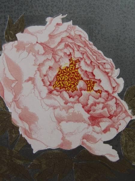 加山又造、牡丹、希少画集画、新品額装、状態良好