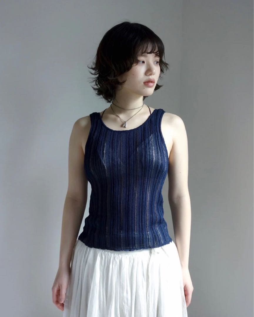 heap.underwear リブ編みタンクトップ ネイビー