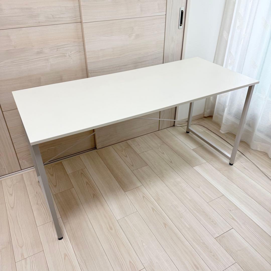 サンワダイレクト シンプルワークデスク 幅140cm×奥60cm ホワイト