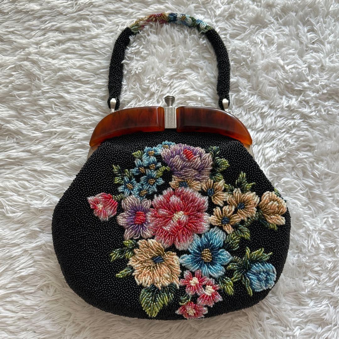 花柄　総ビーズ刺繍 和装用バッグ　ヴィンテージ