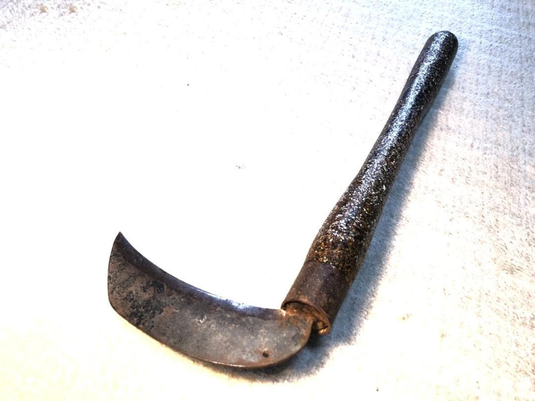 【 螺鈿括れ柄鎌 】　時代品