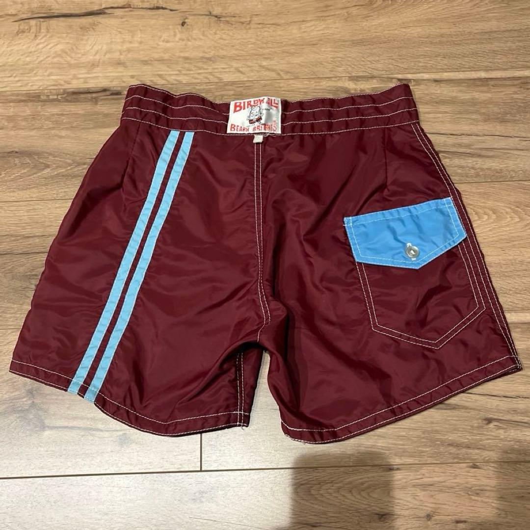 【skip】BIRDWELL ボードショーツ ワイン×水色 29インチ