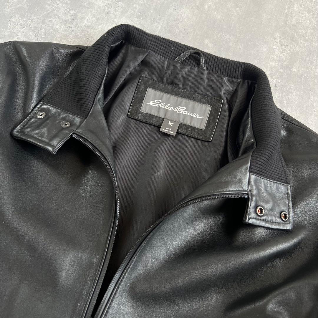 00s　Eddie Bauer　ストームレザー　スタンドカラージャケット　L