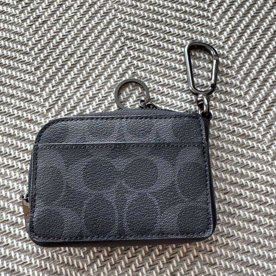 値下げ　COACH コーチ　ダークグレー キーケース カラビナ付き