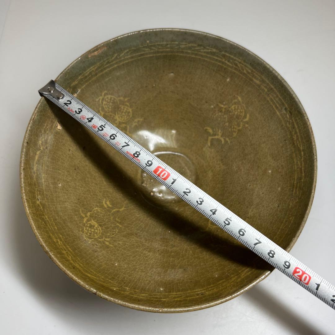 16世紀　高麗青磁白泥象嵌鉢　口径19㎝　東Y7-1003☆2Fトヒサ