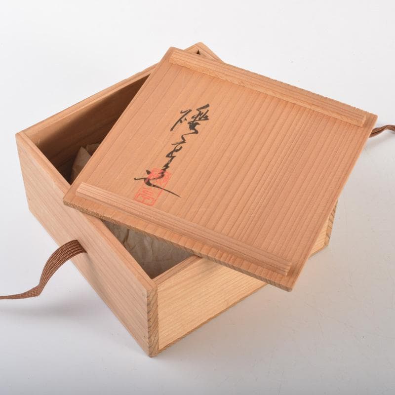 瀬戸焼　河本礫亭作　染付　寿老文茶碗　共箱　V　6680