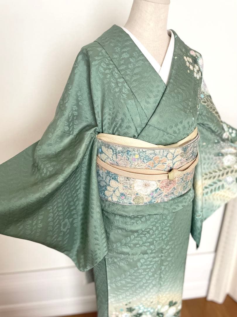 デイブ様リクエスト辻が花付下げ訪問着 正絹着物トールサイズ裄丈67帯セット