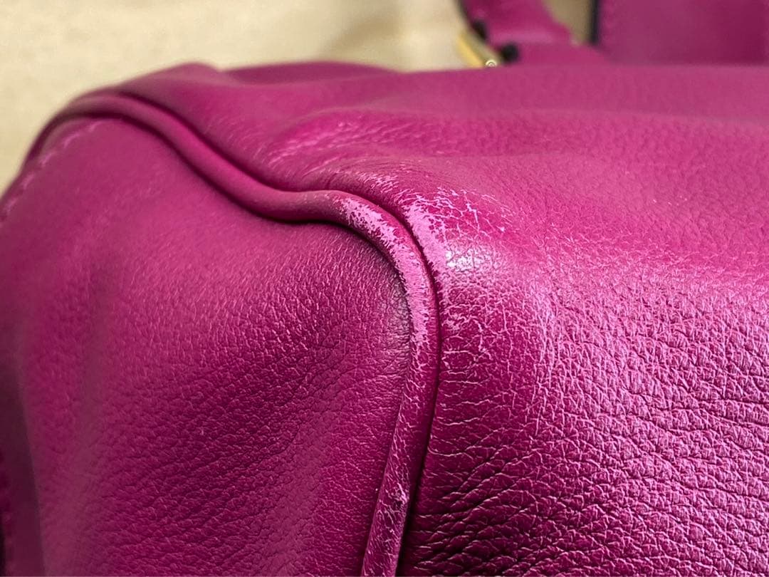 LOEWE ロエベ ハンドバッグ アメ レザー ピンクパープル