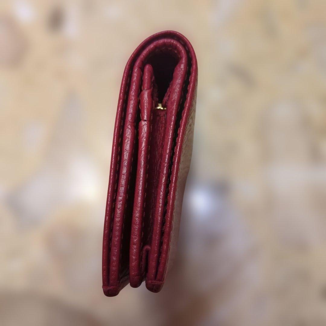 美品✨️ グッチ マーモント 二つ折り財布 GGロゴ金具 レザー 赤