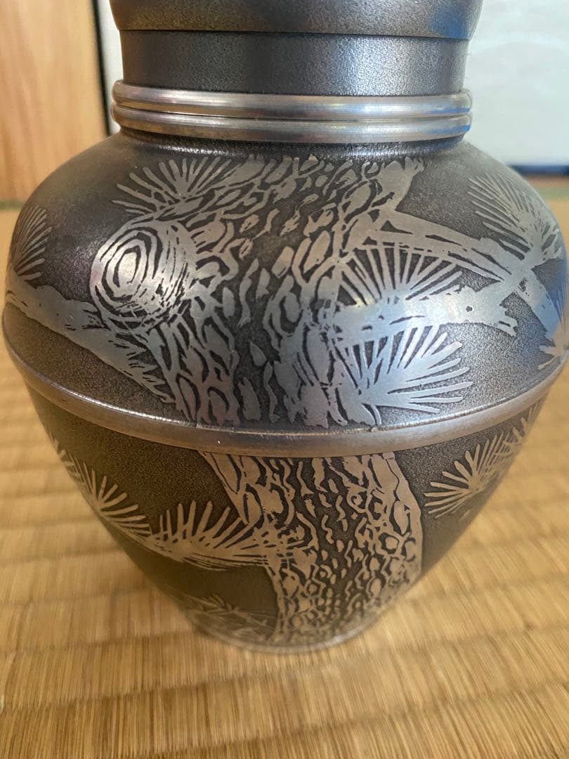 錫製　茶壺　錫半　上錫