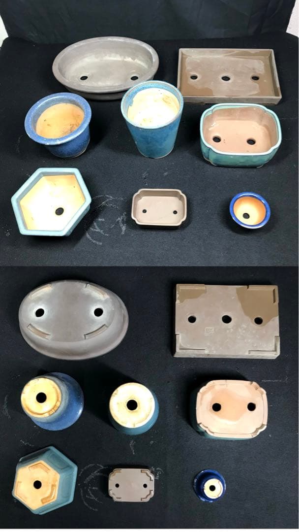 盆栽鉢　植木鉢　山野草鉢　観葉植物　園芸　ミニ盆栽鉢各種　落款あり 8個まとめて