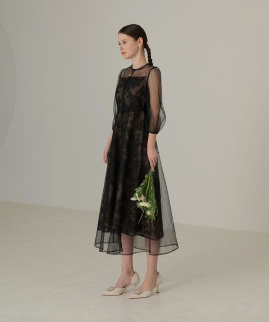 美品✨Leja チュールパイピングワンピース　２点セット　ブラック系　М
