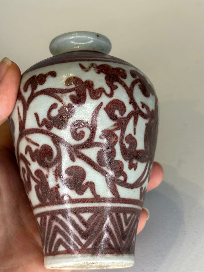 中国 明朝 釉裏紅 小壺 小瓶 花器 古磁器 骨董品