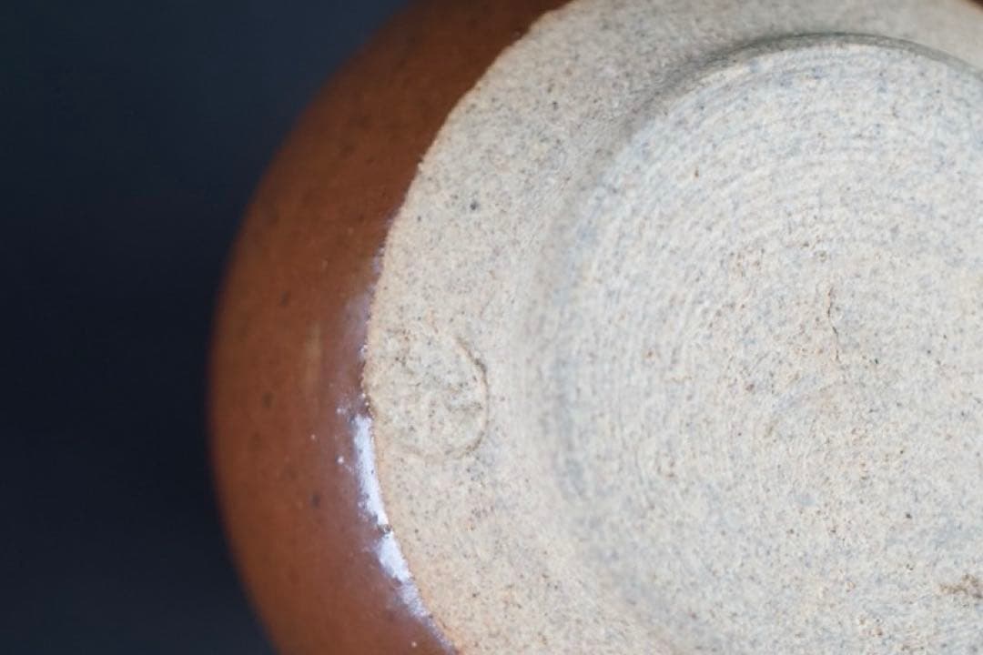 【茶道具】膳所焼 淡海ぜぜ 陽炎園 鶴首? 茶入 仕覆付 共箱