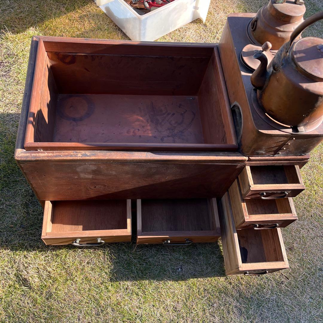 長火鉢 燗銅壷付き 引出し付 囲炉裏 火鉢 古道具 アンティーク