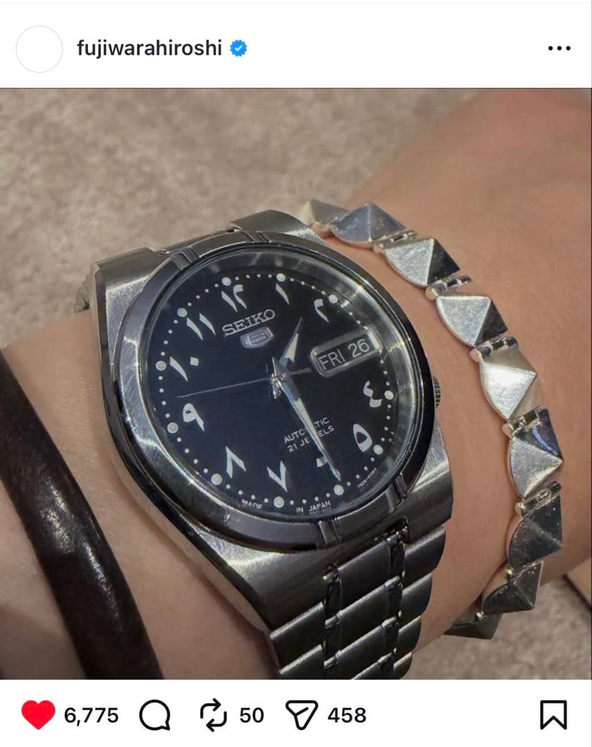 新品未使用 国内未発売 藤原ヒロシ SEIKO5 セイコー5 アラビック文字盤