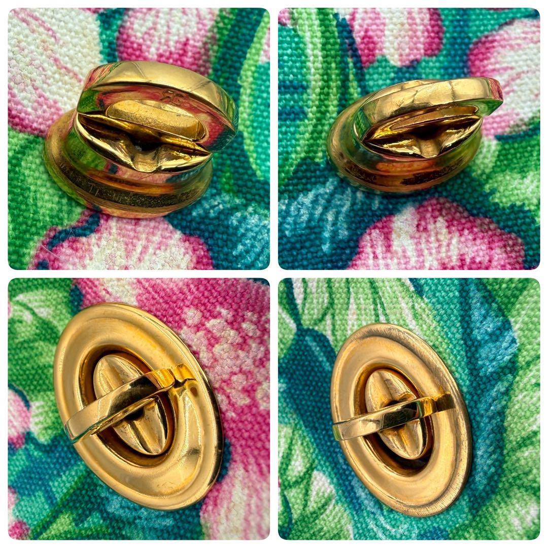 美品 HERMES ヴィンテージ ターンロック カエル 花柄 ショルダーバッグ