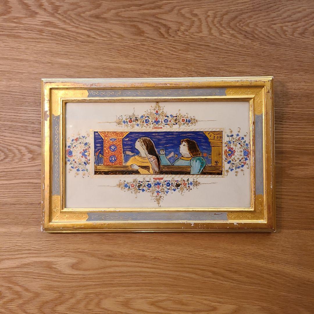 瀬本容子「真夏の夜の夢 祝典」ガラス絵 羊皮紙絵