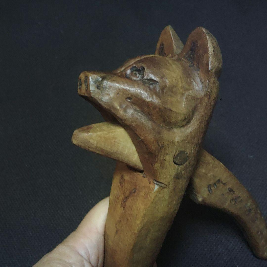 クルミ割り人形　胡桃　狐？　キツネ　犬？　木彫　彫刻　ETHIOPIA ア12